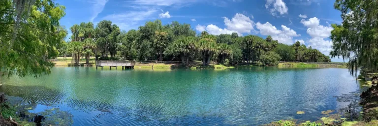 Blue green lake at Gemini Springs State Park just north of Orlando in Debary, Florida