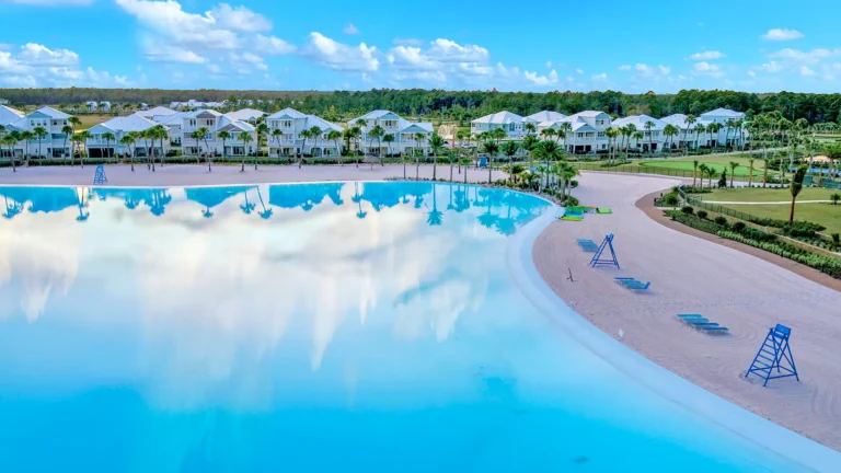 Aerial view of Beachwalk Cottages and Crystal Lagoon